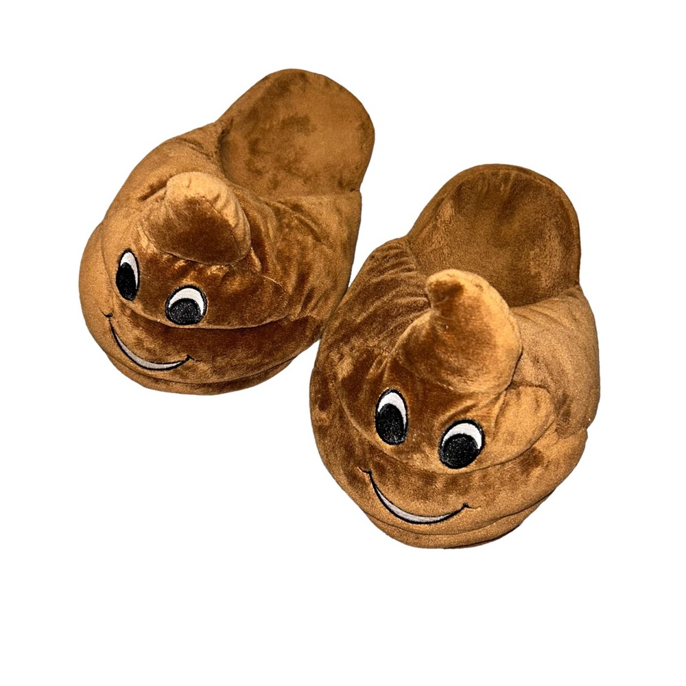 Brown Poop Emoji Slippers Women’s Size 5/6 Soft Comfortable Fun Plush Shoes!